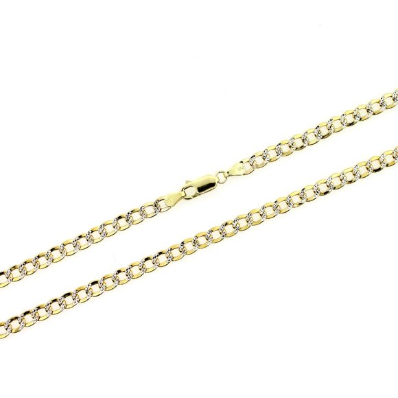 Real 10K Yellow Gold 3.5mm Diamond Cut Cuban Link Chain Necklace 24" inch - Picture 3 of 6